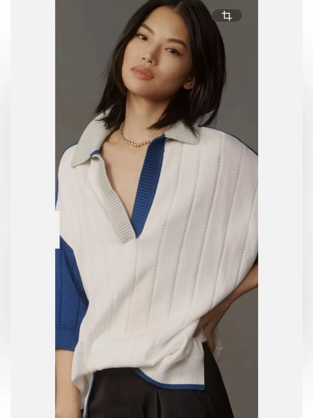 Anthropologie Maeve Colorblock Collared Sweater NWT Size M